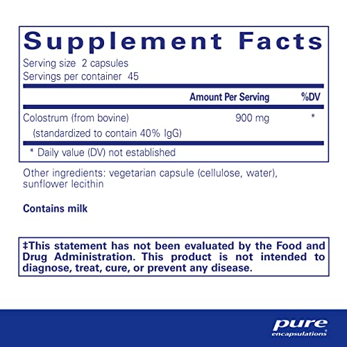 Colostrum | Suporte Imunológico Altamente Concentrado com 40% de IgG | 90 Cápsulas - Pure Encapsulations