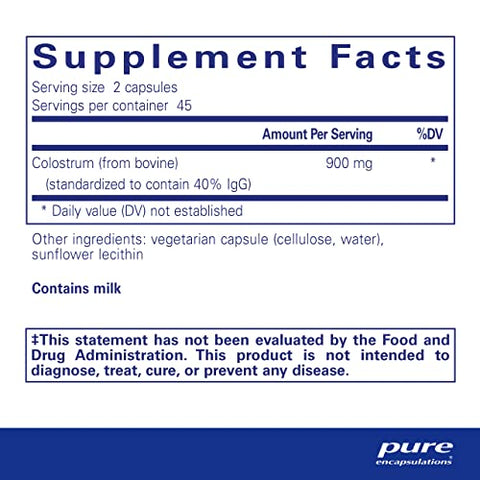 Colostrum | Suporte Imunológico Altamente Concentrado com 40% de IgG | 90 Cápsulas - Pure Encapsulations