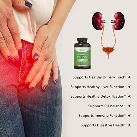 600mg D-Mannose Cápsulas Veganas com Cranberry – Saúde Urinária - Pure By Nature