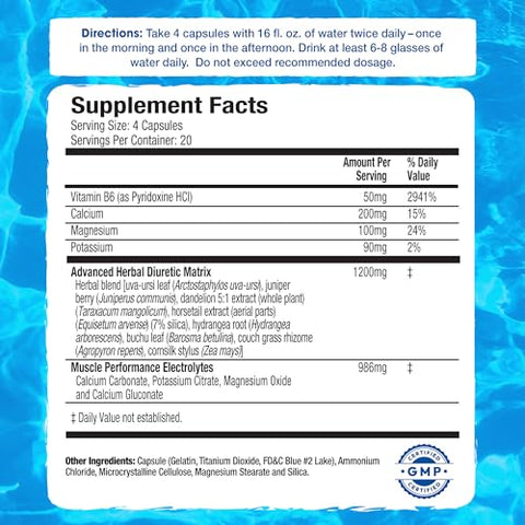 Maximum Human Performance - MHP Xpel: Diurético Máximo para Alívio da Retenção de Água, Suporte para Perda de Peso, Livre de Cafeína com Vitamina B-6, Potássio, Raiz de Dente-de-leão, 80 Cápsulas