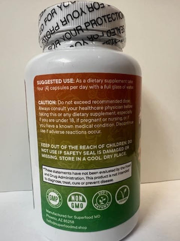 Superfood MD - Turmeric Curcumin 30000mg Ginger 3000mg Moringa 50000mg Boswellia 3000mg Saffron 2000mg Holy Basil – Suporte Articular para Mulheres e Homens com Canela do Ceilão, Quercetina, 100% Natural