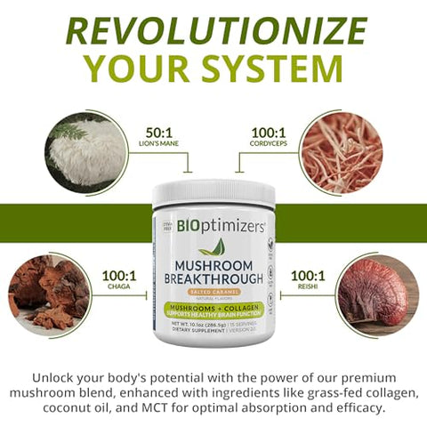 Cogumelo Inovador – Caramelo Salgado – Pó de Cogumelo e Colágeno – 100g - BiOptimizers