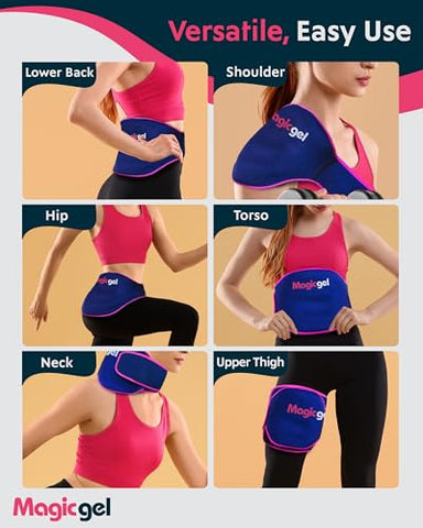 Ice Pack para Alívio da Dor nas Costas | 2 Pacotes de Envoltório para as Costas Inferiores para Terapia Quente ou Fria | Alívio para Lombar Inferior, Nervo Ciático, Disco Herniado ou Degenerativo, Cóccix - Magic Gel
