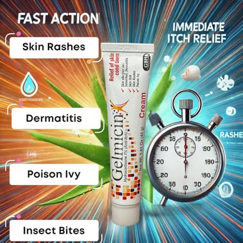 Hydrocortisone 1%% – Creme Anti-Coceira, Irritação na Pele, Alergias na Pele, Eczema, Psoríase – Tamanho 40g - Gelmicin