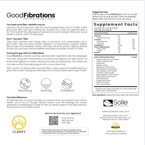 Solle Naturals - Solle GoodFibrations – Suplemento de Fibra para uma Digestão Saudável – 100g