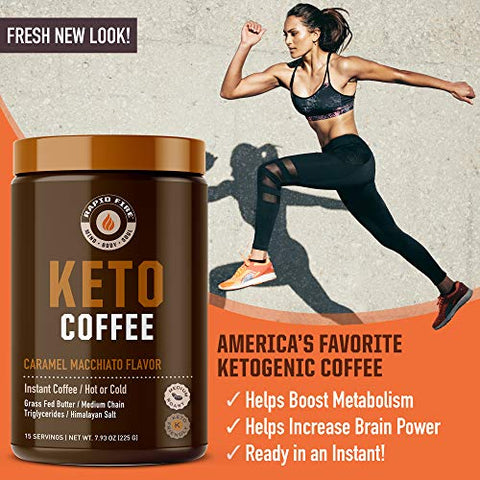 RAPID FIRE - Café Keto Instantâneo de Comércio Justo Rapid Fire – Energia, Controle de Peso, Impulsionador de Metabolismo – Manteiga de Leite de Pasto, MCTs