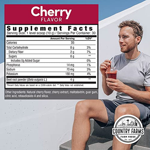 Bountiful Beets: Extrato de Beterraba Integral, Superfood para Apoiar a Circulação Saudável e Promover Energia, Estimulante de Óxido Nítrico, Sabor de Cereja, 30 Porções - COUNTRY FARMS