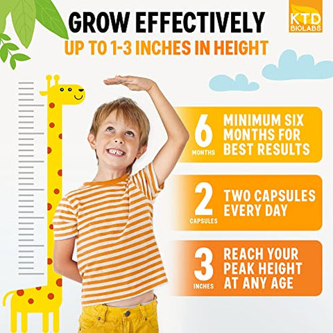 KTD BIOLABS - Pack 2 Growth Maximizer – Vitaminas Naturais para Crescimento de Altura – Feito nos EUA – Comprimidos de Crescimento para Atingir Altura