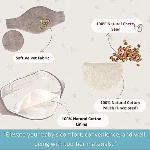 Pafuly - Alívio Natural para Cólicas e Gases em Recém-Nascidos – Envoltório Aquecido com Sementes de Cereja 100% – Faixa de Enrolar para Bebês com Cólicas – Calmante e Relaxante (Cinza)