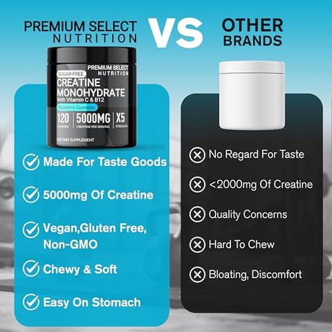 Premium Select Nutrition - Gomas de Creatina para Homens – Potencialize seus resultados – 60g