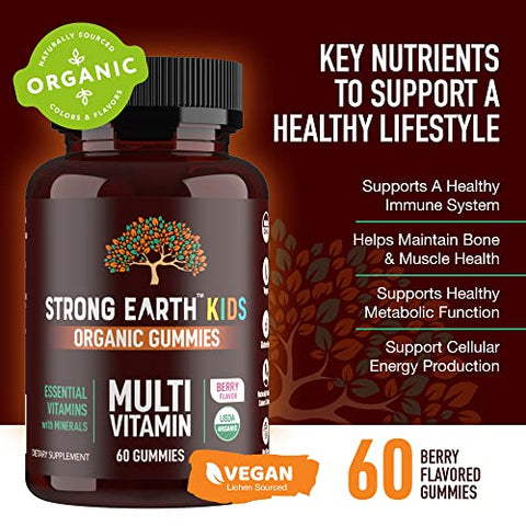YUM-V'S - Strong Earth- Gomas Multivitamínicas Orgânicas para Crianças – Vitaminas em Goma
