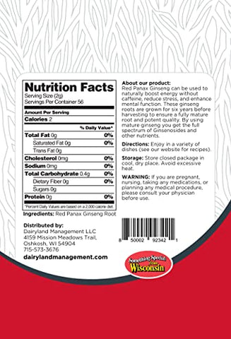 Dairyland Management LLC - Red Panax Ginseng Slices – 227g Pack Korean Panax Ginseng Slices – Sem GMO, Sem Glúten Fatias de Raiz de Ginseng Vermelho – Use Este Suplemento Herbal em Sopa, Chá, Mingau