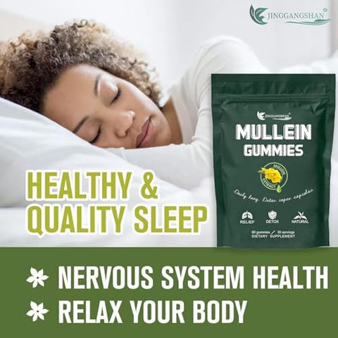 Generic - Gomas de Mullein para Saúde Respiratória | Suplemento Alimentar de Erva de Mullein 1000mg, Sabor Pera | Cuidado Diário para os Pulmões