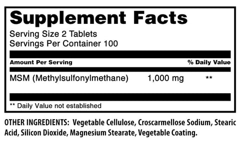 Amazing Nutrition - Amazing Formulas MSM (Methylsulfonylmethane) | 1000 Mg Por Porção | 200 Comprimidos | Livre de Transgênicos | Sem Glúten | Fabricado nos EUA