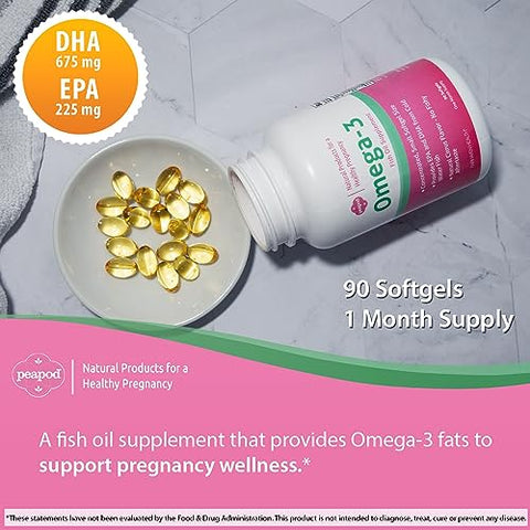 Peapod Ômega-3 Premium Óleo de Peixe Islandês para uma Gravidez Saudável, Rico em EPA, DHA e Ácidos Graxos para Função Cognitiva, Sabor Cítrico - Fairhaven Health