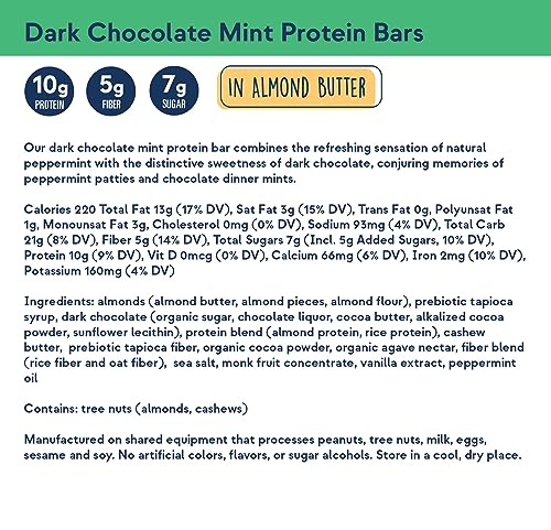 Barras de Proteína Vegana de Chocolate Amargo e Hortelã, Sem Glúten, Alto Teor de Proteína e Fibra, Nutrição Sem Laticínios, Proteína Vegetal, Kosher, Baixo Teor de Açúcar, Sem Álcoois Açucarados – 12 unidades - Zing