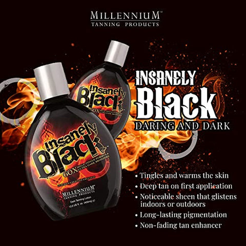 Millennium Tanning Products - Bronzeador Millennium Tanning Insanely Black 60x, Mega Tingle Escuro, 13.5 Onças (400ml)