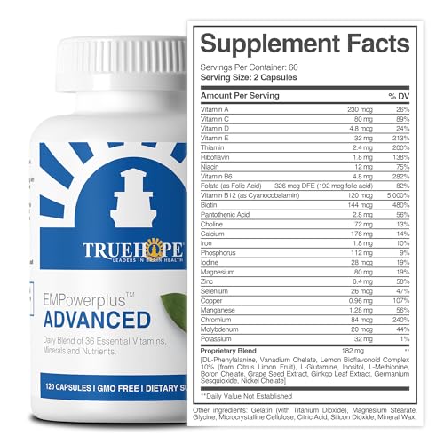 Renova Worldwide - Truehope EMPowerplus Advanced Multivitamínico para Mulheres e Homens – Multivitamínico Essencial de Amplo Espectro e Minerais Quelados para Suporte às Funções Cognitivas – Fórmula Original
