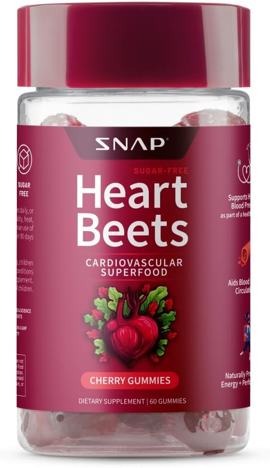 Gomas de Beterraba para o Coração, Suplementos para Fluxo Sanguíneo e Circulação, Saúde Cardíaca, 60 Unidades - Snap Supplements