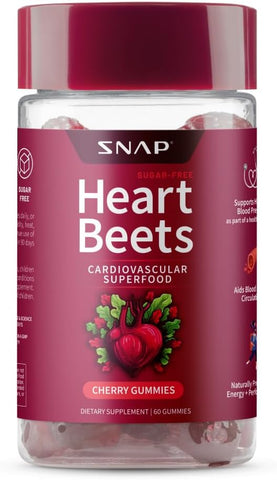 Gomas de Beterraba para o Coração, Suplementos para Fluxo Sanguíneo e Circulação, Saúde Cardíaca, 60 Unidades - Snap Supplements