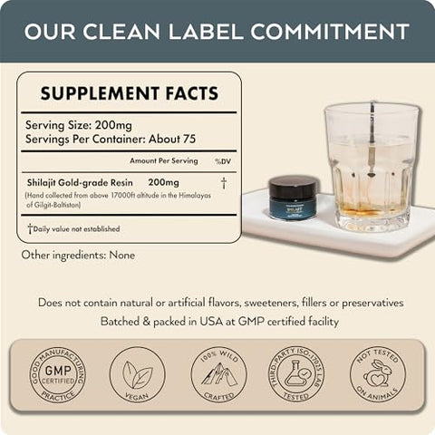 The Whole Reason - Resina Pura de Shilajit do Himalaia – Suplemento de Alta Potência Grau Ouro com Minerais Traços para Homens e Mulheres, Ácido Fúlvico Natural Premium para Energia, Vitalidade e Imunidade – Marca: Pure Himalayan Shilajit