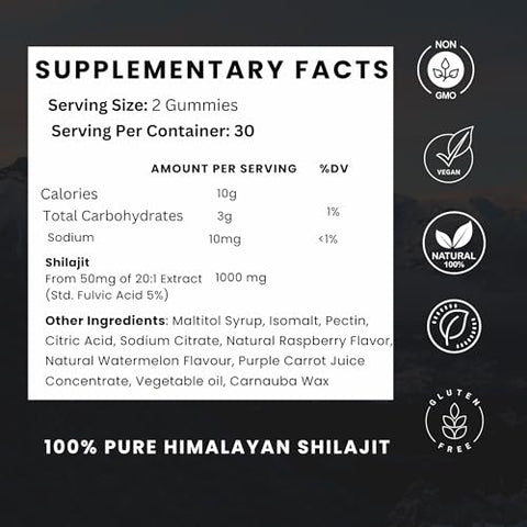 ThriveXwell - Gummies de Potência de Resina de Shilajit Puro do Himalaia para Homens – Marca: Pure