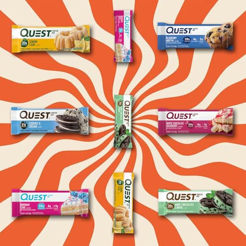 Pacote Variado de Barras de Proteína Generic Quest Nutrition Ultimate, 12 unidades, Alta Proteína, Baixo Carboidrato, Sem Glúten, Amigável à Dieta Keto, 6 Sabores