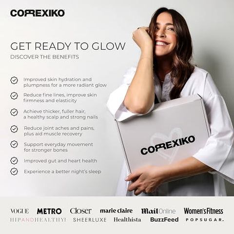 Pó de Colágeno Marinho Sem Sabor – 10.000mg de Peptídeos de Colágeno Hidrolisado por Porção – Fórmula para Máxima Absorção – Cabelo, Pele – 100% Natural - CORREXIKO