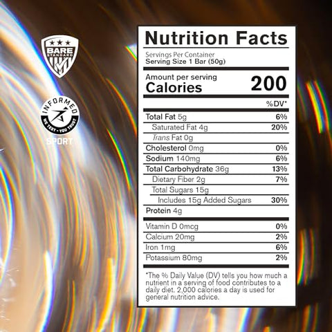BARE PERFORMANCE NUTRITION - Bare Performance Nutrition BPN Go Bar – Barra de Treinamento de Resistência à Base de Aveia, 36g de Carboidratos e 200 Calorias por Barra, 12 Barras por Caixa, Original Aveia