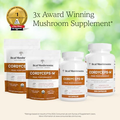 Cordyceps Cápsulas – Extrato de Cogumelo de Desempenho com Militaris Orgânico para Energia | 100% Natural e Potente - Real Mushrooms