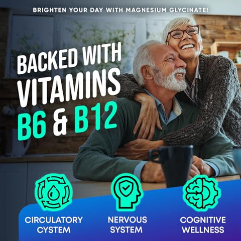 JOYLI Nutrition - Glicinato de Magnésio Gummies – 500MG de Magnésio Glicinato em Comprimidos Mastigáveis para Sono Vitamina B6, B12, D3 – Suplemento de Magnésio para Adultos, Crianças – Magnésio para Mulheres – 60