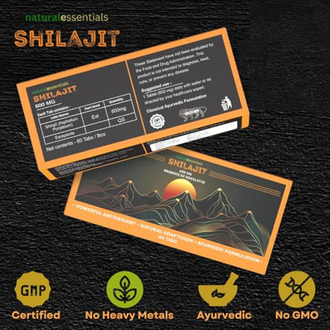 naturalessentials - 36000 Mg Gold Grade Puro Orgânico Himalaia Shilajit Resina Comprimidos, Rico em Ácido Fúlvico