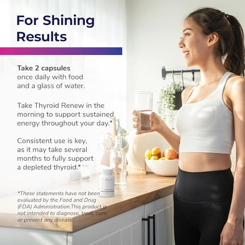 Bright Naturals - Thyroid Renew – Suporte para a Tireoide Feminina para Foco e Energia com Zinco Selênio Cobre e Superfoods para a Tireoide – Fabricado nos EUA, 60 Cápsulas