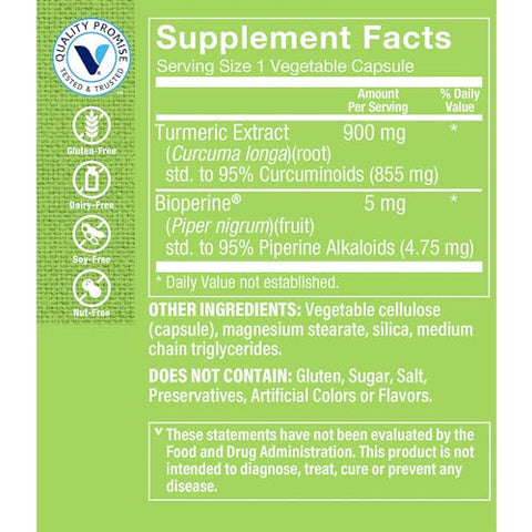The Vitamin Shoppe - Vitamin Shoppe Triple Strength Turmeric with Curcumin 900mg – Suporte para Mobilidade Articular, Benefícios Antioxidantes – 900mg de Curcumina