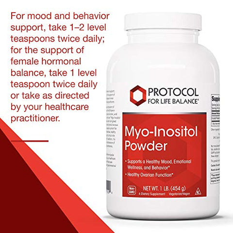 PROTOCOL FOR LIFE BALANCE - Protocol For Life Balance – Pó de Myo-Inositol – Suporte para um Humor Saudável, Bem-Estar Emocional, Comportamento e Função Ovariana, Aumento de Energia e Suporte ao Sono – 454g