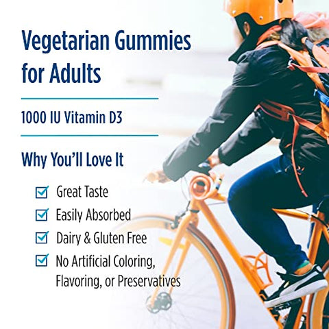 Gummies de Vitamina D3, Frutas Silvestres – 120 Gummies – 1000 UI Vitamina D3 – Sabor Delicioso – Ossos Saudáveis, Humor - Nordic Naturals