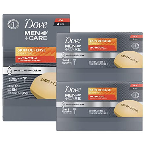 DOVE MEN + CARE - Sabonete DOVE MEN CARE para Cuidado da Pele Suave e Hidratada – Efeito de Defesa da Pele, Limpa Efetivamente as Bactérias e Nutre a Pele, 3,75g (Embalagem com 14 unidades)