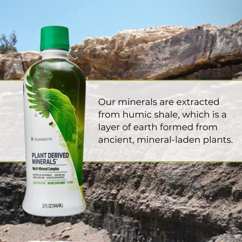 Minerais Líquidos Derivados de Plantas – 77 Minerais Traços Naturais Não Alterados – 19.000mg de Sólidos Minerais de Plantas – Forma Coloidal de Xisto Húmico – (32 oz Pacote de 4) - Youngevity