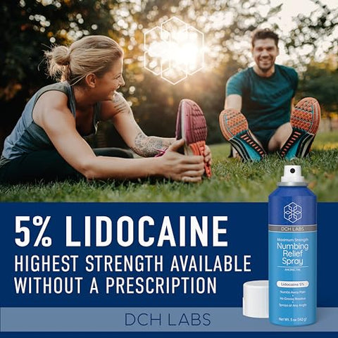 DCH Labs - Spray Anestésico Tópico Lidocaína 5% – Alívio Máximo, 150ml, Vegano