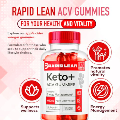 LIVORKA - (2 Pacotes) Gomas Rapid Lean Keto ACV, Fórmula Avançada RapidLean Keto ACV Vinagre de Maçã, 120 Gomas para 2 Meses
