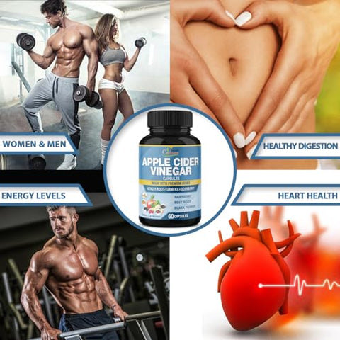 Organic Cadane - Extrato de Vinagre de Maçã Orgânico Cadane 2 Pacotes 5050mg, Cápsulas, 4 Meses de Fornecimento