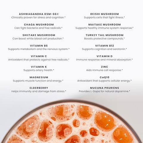 Core | Suporte Imunológico | Vegano, Não-OGM, Sem Açúcar Adicionado, Sem Laticínios, Sem Glúten | Bebida Cítrica | 16 Vitaminas, Antioxidantes, Minerais, Adaptógenos e Cogumelos - Beam