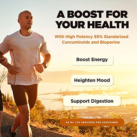 Ultra6 Nutrition - Curcuma Líquida com Pimenta Preta – Suplemento Orgânico de Curcuma com Bioperina para Suporte Articular – Gotas de Curcuma para Absorção Máxima – Fabricado nos EUA – 60ml