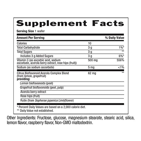 Acerola Complexo de Vitamina C, 500mg, Pastilhas Mastigáveis com Sabor de Frutas Vermelhas, Suporte à Saúde Imunológica, 90 Pastilhas, Certificado Livre de Glúten pela GFCO, Certificado Vegano pela AVA - Country Life