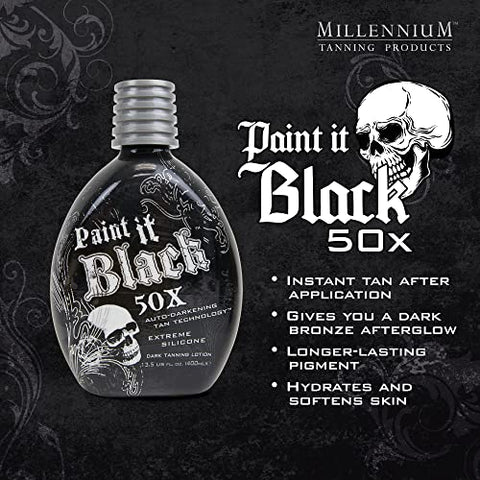 Millennium Tanning Products - Millennium Tanning Paint It Black 50X – Loção Bronzeadora Extrema Escura, 13.5 Onças (400 ml)