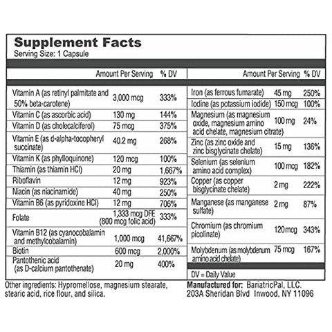 Multivitamínico ONE 1 por Dia! Cápsula de Multivitamínico Bariátrico com 45mg de Ferro (90 Unidades) - BariatricPal