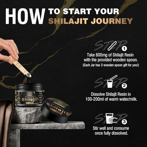 HYVINVOINTI - Shilajit Resina Orgânica Pura do Himalaia 600mg – Grau Ouro, Energia e Vitalidade