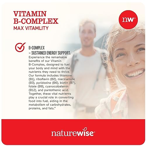 Complexo de Vitamina B para Mulheres e Homens – com Ácido Fólico Biotina B1 B2 B3 B6 B12 – Suporte à Energia Celular - NatureWise