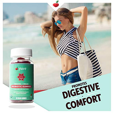 Vegan Probiótico Orgânico USDA Gummies – 5 Bilhões UFC – Promove Saúde Digestiva – Yuve - Yuve